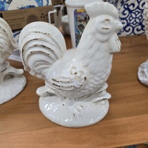 White Ceramic Rooster Figurine -2 Avaiable